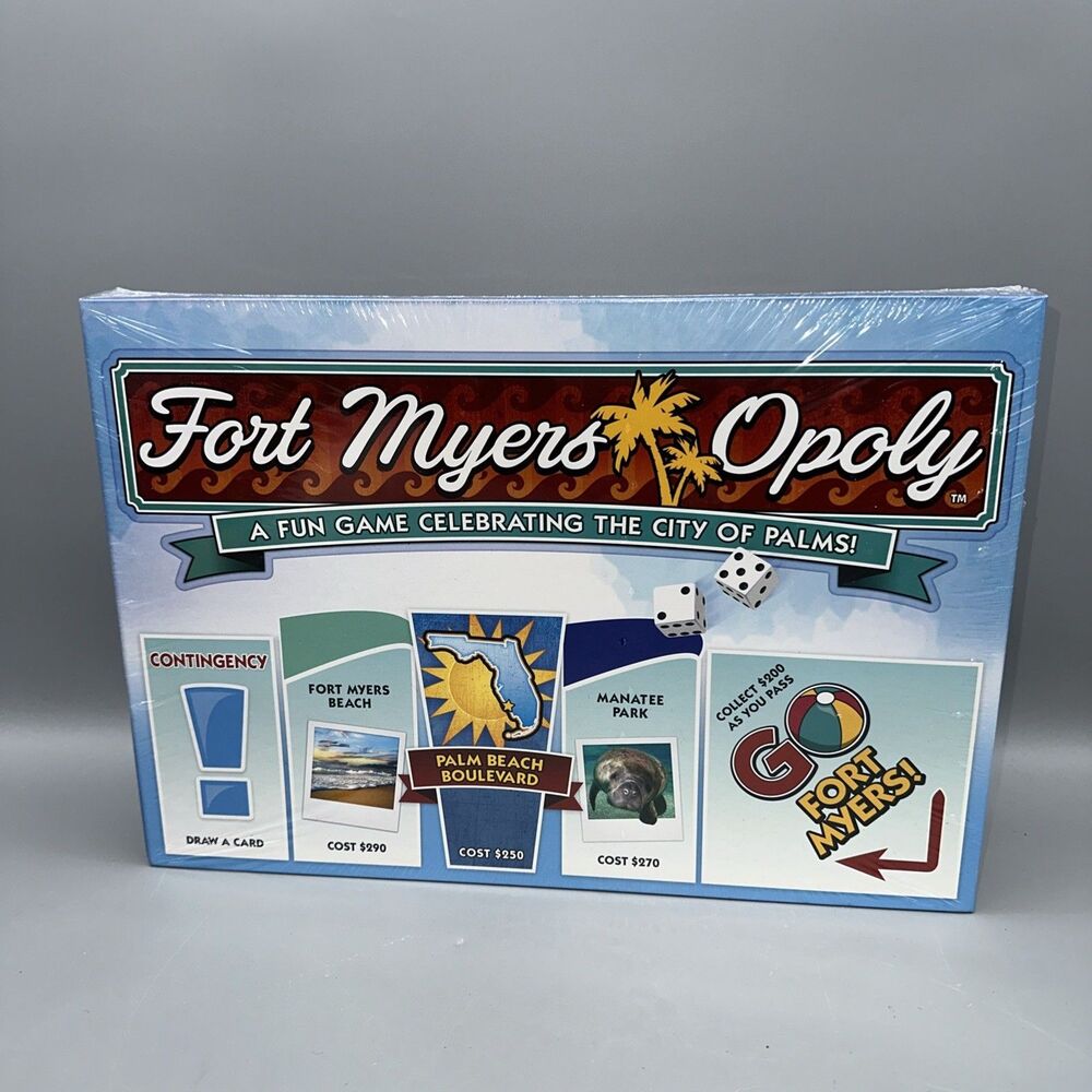Fort Myers Opoly Monopoly Style Boardgames. Late For The Sky Brand. New Sealed.
